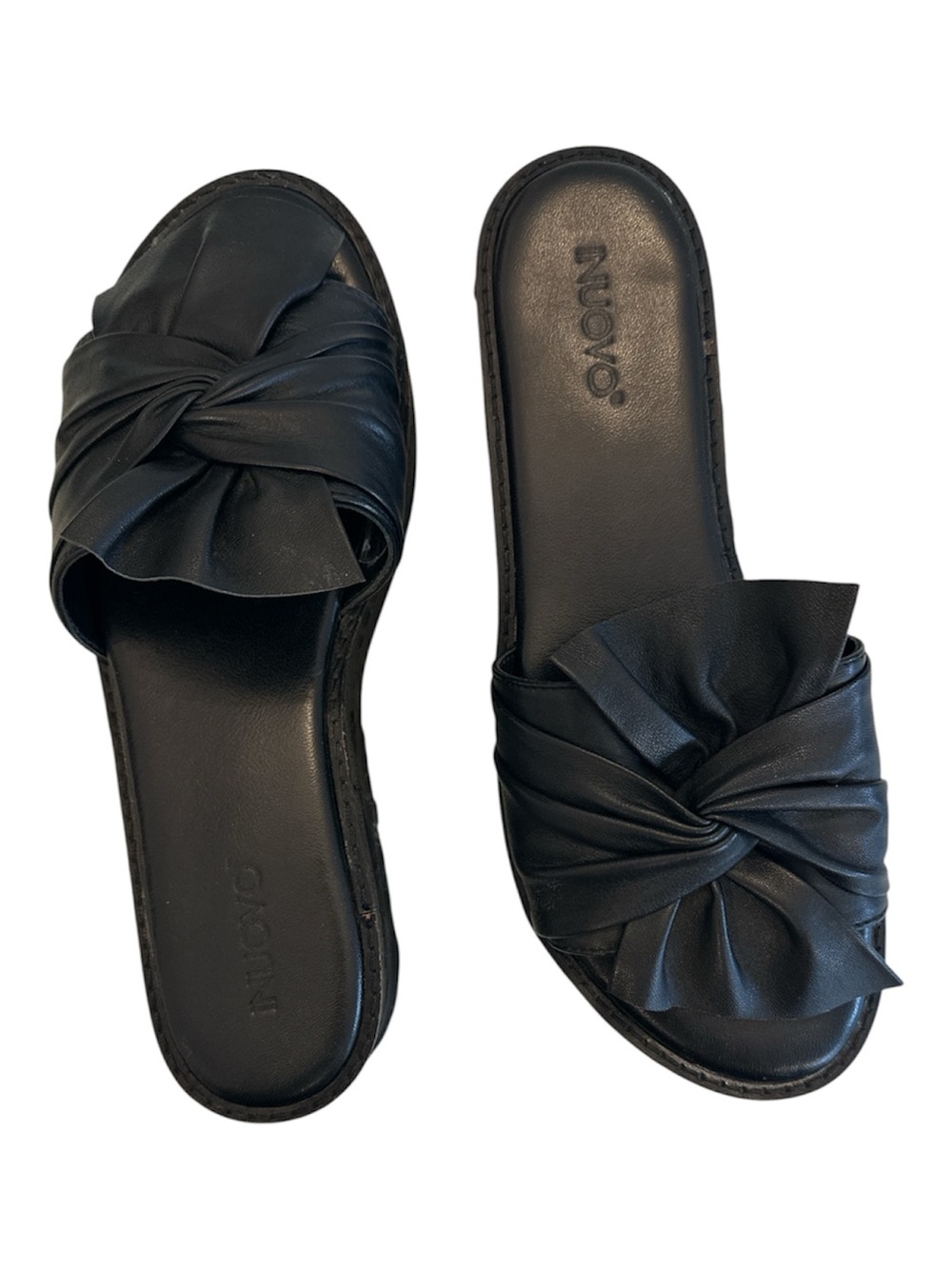 INUOVO | Black Leather Platform Slide Sandals | Size 41 / Size 11 - Picture 2 of 16